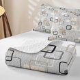 thumbnail image 4 of Castle Fairy Abstract Overlay Square Quilt Full 3-Piece,Mid Century Hollow Block Full Bedspread Sets,Beige Taupe Gray,1 Coverlet and 2 Pillowcases, 4 of 7