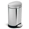 thumbnail image 1 of Simplehuman Poubelle Semi-Ronde à Pédale de 6 Litres / 1,6 Gallon, Acier Inoxydable Brossé, 1 of 6