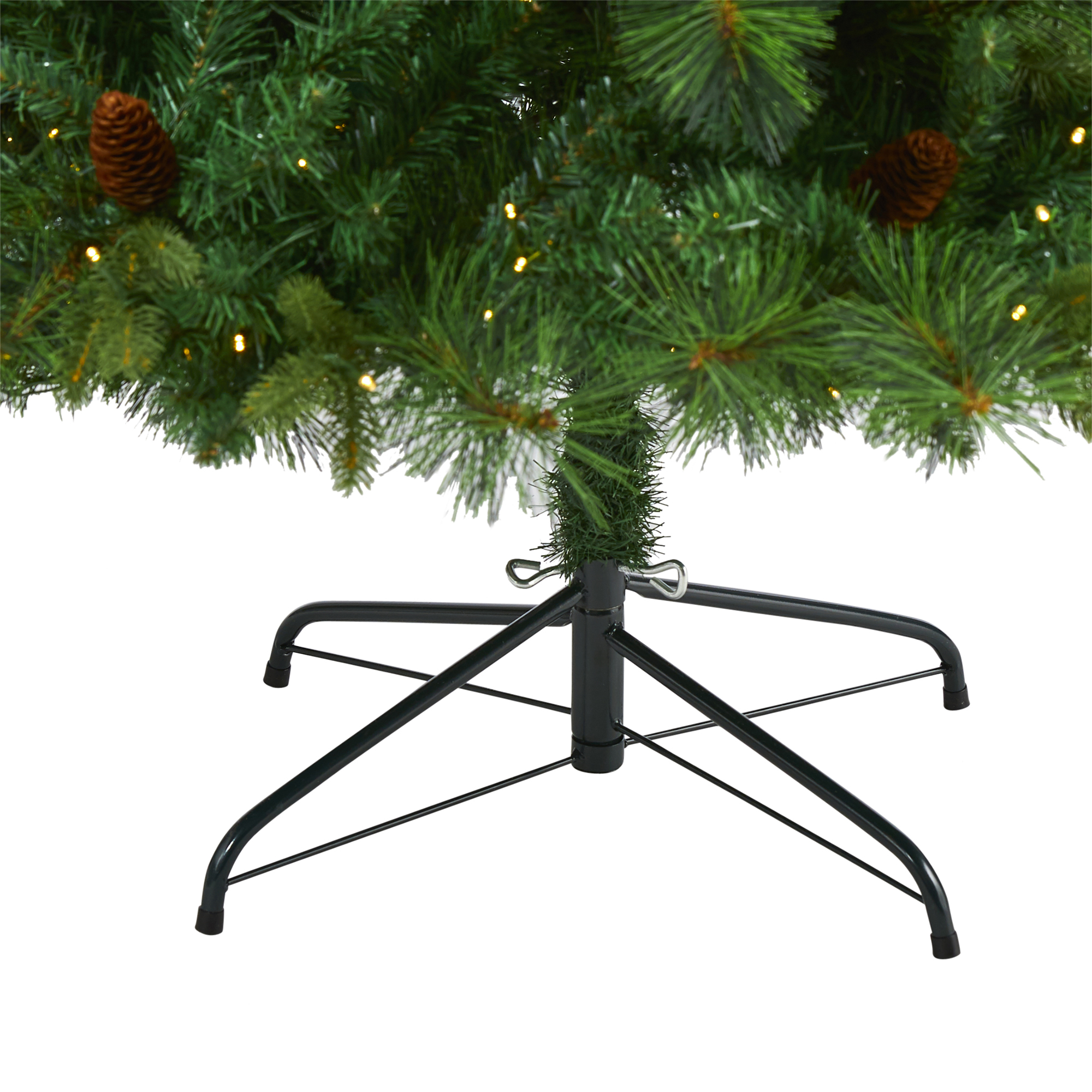 Nearly Natural 6.5' Green Decorated Pine Artificial Christmas Tree Prelit 400 Clear LED Lights