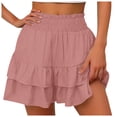 thumbnail image 1 of Women's Fashion Solid Color Wide Leg Shorts - Soft Rayon, Suitable for Casual/Sports, Machine Washable, 1 of 5