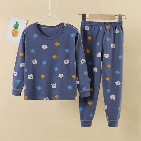 

Ovbmpzd Blue Matching Pajamas for Kids Cotton Graphic Prints High Waist Tops and Pants Robes for Kids Clearance 6Y