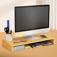 thumbnail image 2 of Shoreew Wooden Computer Elevated Rack Monitor Stand Riser with Storage Compartment Easy Installation Office Desk Storage Organizer Laptop Holder, 2 of 7