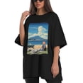 thumbnail image 4 of Plus Size Shirt for Women Black Tops for Women Short Sleeves Shirt for Women Seaside (47) T Shirt Crewneck Shirt for Women 2XL, 4 of 5