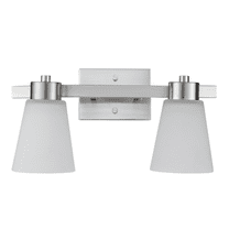 Prominence Home Fairendale 2-Light Brushed Nickel Bathroom Vanity Light with Frosted Glass Shade