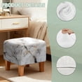 thumbnail image 7 of Jiueut White Marble Pattern Ottoman Slipcover, Anti Slip Square Footrest Sofa Cover with Elastic Bottom Thick Footstool Protection Universal Fit, 7 of 7