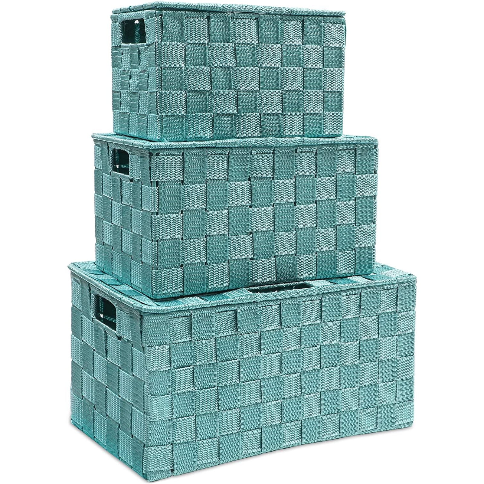 FOLDABLE COLLAPSIBLE STORAGE CUBE BASKET TEAL BOX ORGANIZER FABRIC FLAT NEW 