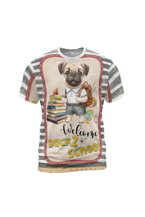 Welcome Pug Back to School Vintage Retro All Over Print 3D Shirt Unisex Merch Dog Lover Gifts - 02012