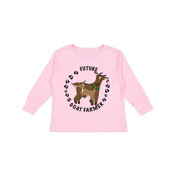 Inktastic Future Goat Farmer with Cute Goats and Hoof Prints Boys or Girls Long Sleeve Toddler T-Shirt