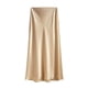 thumbnail image 5 of Falda corta de corte A y cintura alta para mujer - Elegante vestido de satén liso con cintura elástica para fiestas o para el día a día - Tallas S-XL, mezcla de poliéster, 5 of 5