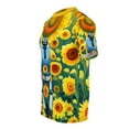 thumbnail image 3 of Unisex Cut & Sew T-shirt A Robot Riding Unicycle Through Sunflower Field, 3 of 7