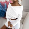 thumbnail image 3 of UAMVSH Off Shoulder Sweaters for Women Elegant Criss Cross Wrap Knitwear Tops Baggy Fall Long Sleeve Party Pullover Sweaters(Free Size,White), 3 of 6