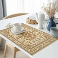 thumbnail image 3 of Classic Floral Bohemian Placemats Set of 4 Washable Table Mats for Kitchen Dining Table, Cotton Linen Place Mats for Indoor Outdoor Parties Holiday Decoration, Geometric Borders, 3 of 6
