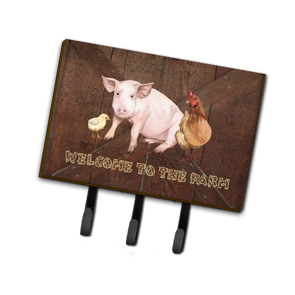 Carolines Treasures SB3083TH68 Welcome to the Farm with the pig and chicken Leash or Key Holder Triple multicolor