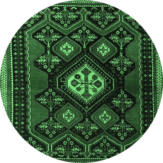 Ahgly Company Indoor Round Persian Emerald Green Traditional Area Rugs, 5' Round