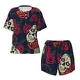 thumbnail image 4 of Picia Roses Skulls Pajamas Sets for Women Soft Short-Sleeved Pjs with Lounge Shorts Two Piece Sleepwear-3X-Large, 4 of 9