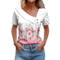thumbnail image 2 of SDNall T-shirt Décontracté à Manches Courtes Imprimé Printemps/été pour Femmes avec Boutons, 2 of 9