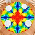 thumbnail image 2 of Rainbow Tie Dye Mandala Pattern Round Fitted Tablecloth with Elastic Edge,Dining Table Cover Waterproof,Outdoor Round Tablecloth for Camping,Dining,Indoor and Outdoor, 2 of 7