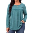 thumbnail image 3 of WellSize Plus Size Women Blouses Lace Long Sleeve Boho Tops Crew Neck Fall Shirts Trendy Tunic Blouses, 3 of 9