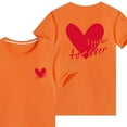 thumbnail image 4 of WREESH Family Matching T-Shirts for Women Comfortable Crew Neck Short Sleeve Tops with Heart Prints for Family Outings Orange, 4 of 5