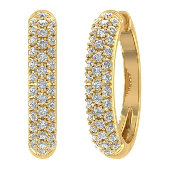 1/2 Carat Diamond Hoop Earrings in 14K Yellow Gold (I1-I2 Clarity)