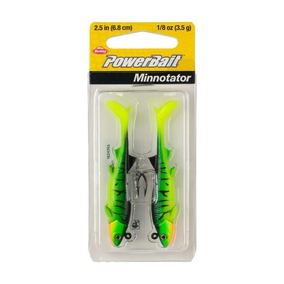 Berkley PowerBait® Minnotator, 2.5 in, Pre-Rigged Baits, Firetiger (2 Count)