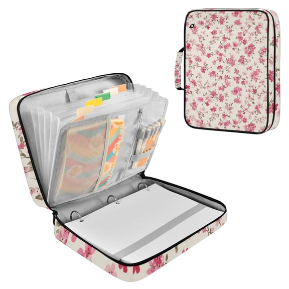 Pink Chic Florals Accordion File Organizer Expanding File Folder 3-Ring Binder Bag 500 Sheets A4 Size