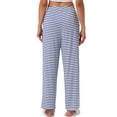thumbnail image 3 of INSPIRE CHIC Women's Mother's Day Cotton Pajama Bottom Elastic Waist Loose Lounge Sweatpants Pants with Pockets M Blue Striped, 3 of 6