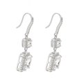 thumbnail image 2 of Elevate yourself with TheJewelryHut Fancy Classic Designer Antique Retro Vintage-Inspired Asscher Shape White Diamond Crystalline in Silver Dangling Earrings, 2 of 2