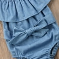 thumbnail image 5 of Qiylii Girls Romper, Off Shoulder Jumpsuit, One-piece Clothes + Headwear, Blue, 5 of 8