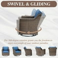 thumbnail image 3 of PARKWELL Outdoor Patio Swivel Glider Chair Set of 2,All-Weather Rattan Swivel Rocking Lounge Chair with Removable Navy Cushions for Porch Balcony Backyard,Brown Wicker, 3 of 10