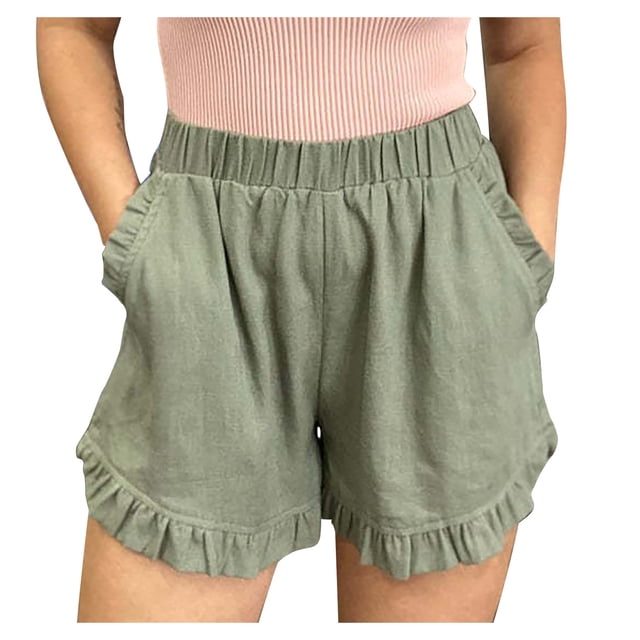 Mefallenssiah Women Summer Solid Color Lace Soft Temperament Gentle Comfort Shorts Pants