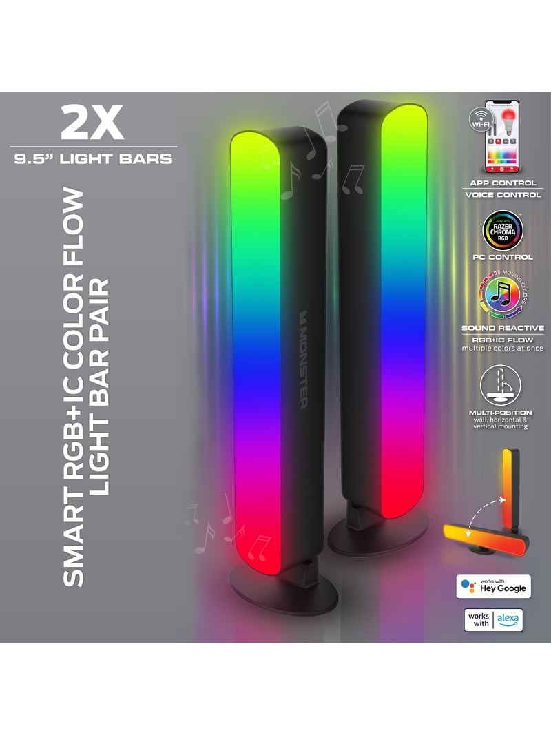 Monster Smart LED Light Bars 2-Pack, Multicolor LED Lights for