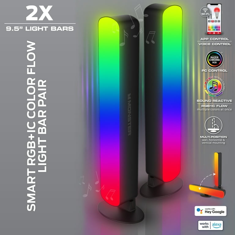 Monster 2-Pack Wi-Fi LED Light Bar with Smart Razer Chroma, RGB