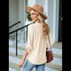 thumbnail image 5 of Blusas Elegantes e Informales para Mujer, Camisetas de 3/4 con Cuello en V y Mangas Enrollables. Albaricoque XL, 5 of 10