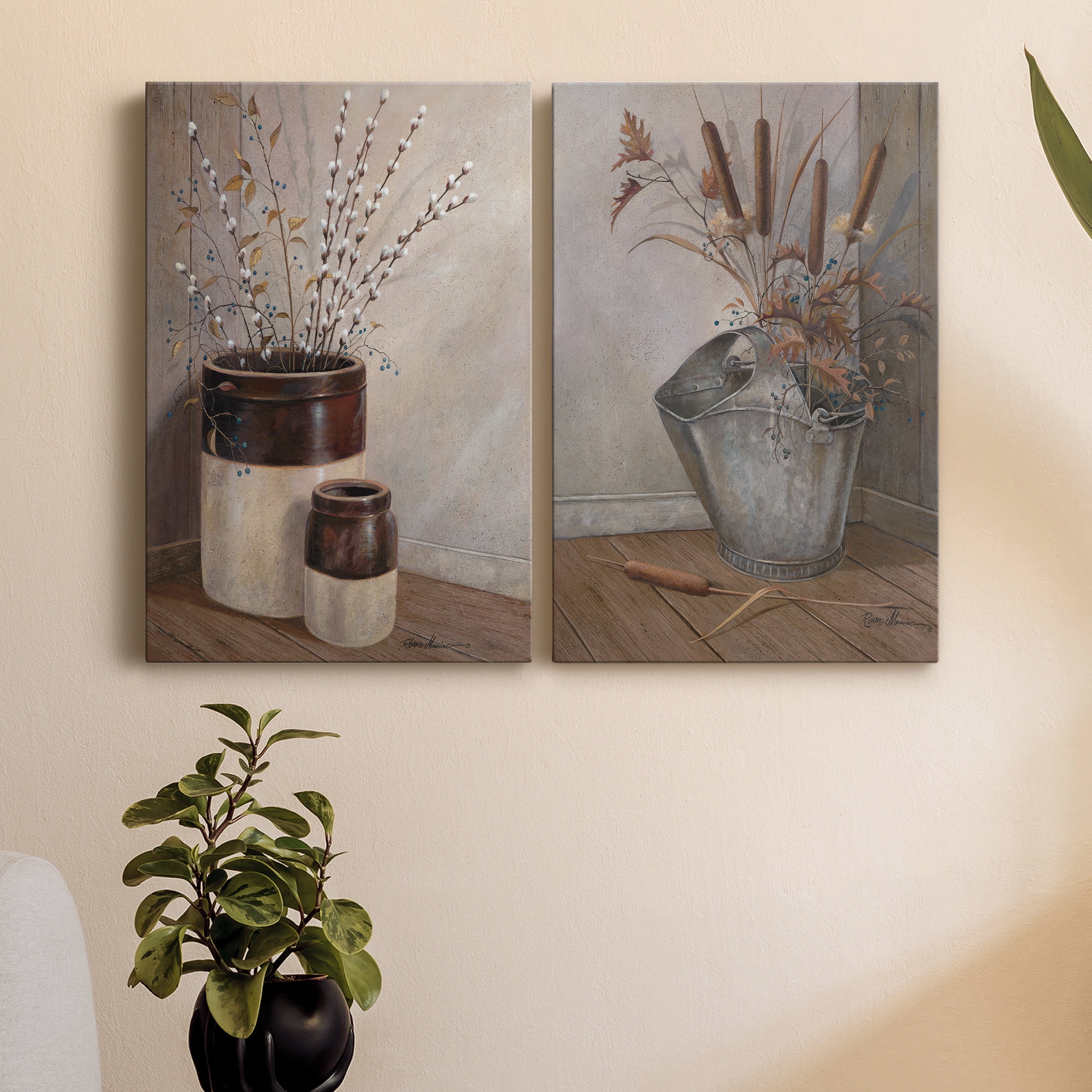 Pussywillows & Spring Premium Gallery Wrapped Canvas - Ready to Hang - Set of 2 - 12 x 18 Each