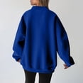 thumbnail image 4 of WTOBBY Women's Fashion Casual Solid Color Long Sleeve V-Neck Sweatshirt Top, Comfortable Pullover for Women, Soft Material Ideal for Lounge and Casual Outings,Blue XL, 4 of 5