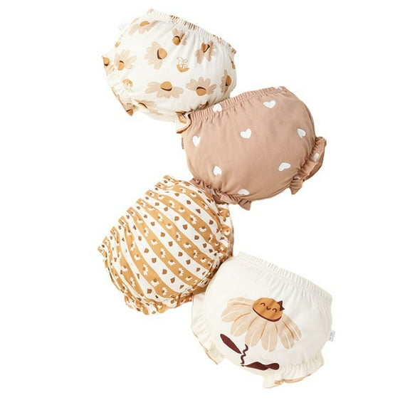 BIIOVENR 4 Pack Diaper Covers Ruffled Bloomers Panties for Baby Girls and Boys Triangle Toddler Shorts Cotton Underwear