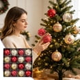 thumbnail image 3 of 16-Piece Christmas Ball Ornaments Set, Christmas Tree Ornaments, Electroplated Plastic Baubles with Hanging Loops for Tree Wreath Home Holiday Decor(Yellow+Red), 3 of 7
