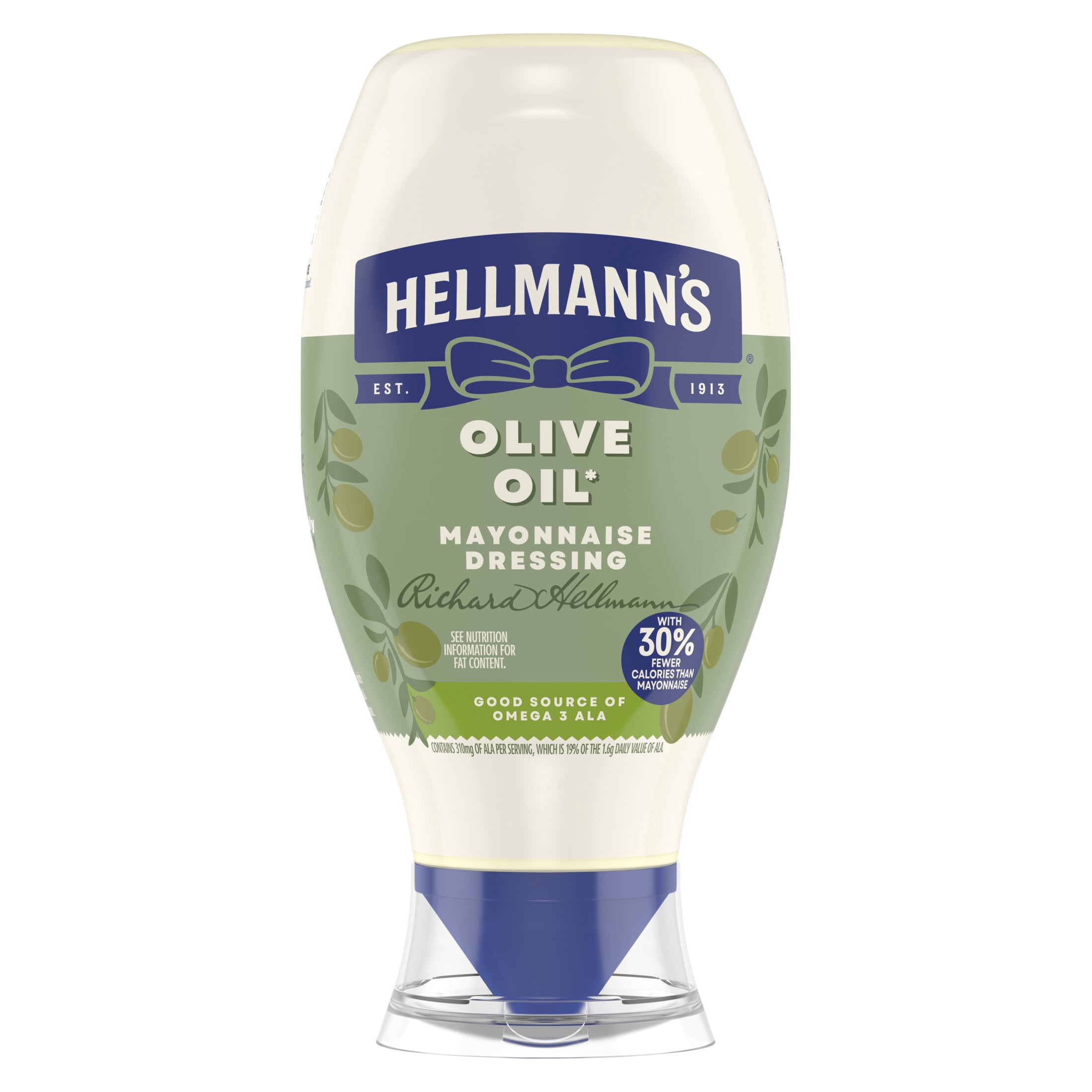 (12 pack) Hellmann's Mayonnaise Dressing with Olive Oil Rich in Omega-3 ALA 20 fl oz