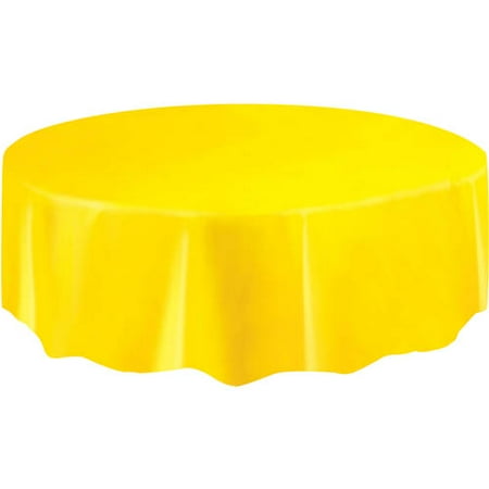(2 pack) Plastic Round Tablecloth, 84 in, Yellow, 1ct