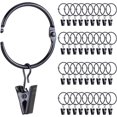 thumbnail image 1 of shiyou-36 Pack Openable Metal Curtain Rings with Clips, 1.4 Inch Interior Diameter, Fits Up to 1.12" Rod, Heavy Duty Rustproof Decorative Vintage Drapery Rings Curtain Hooks Clips Rod Hangers, Black, 1 of 4