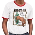thumbnail image 2 of Giddy up Jingle Horse Ringer Tee Shirt Unisex X-Large White/Red, 2 of 5