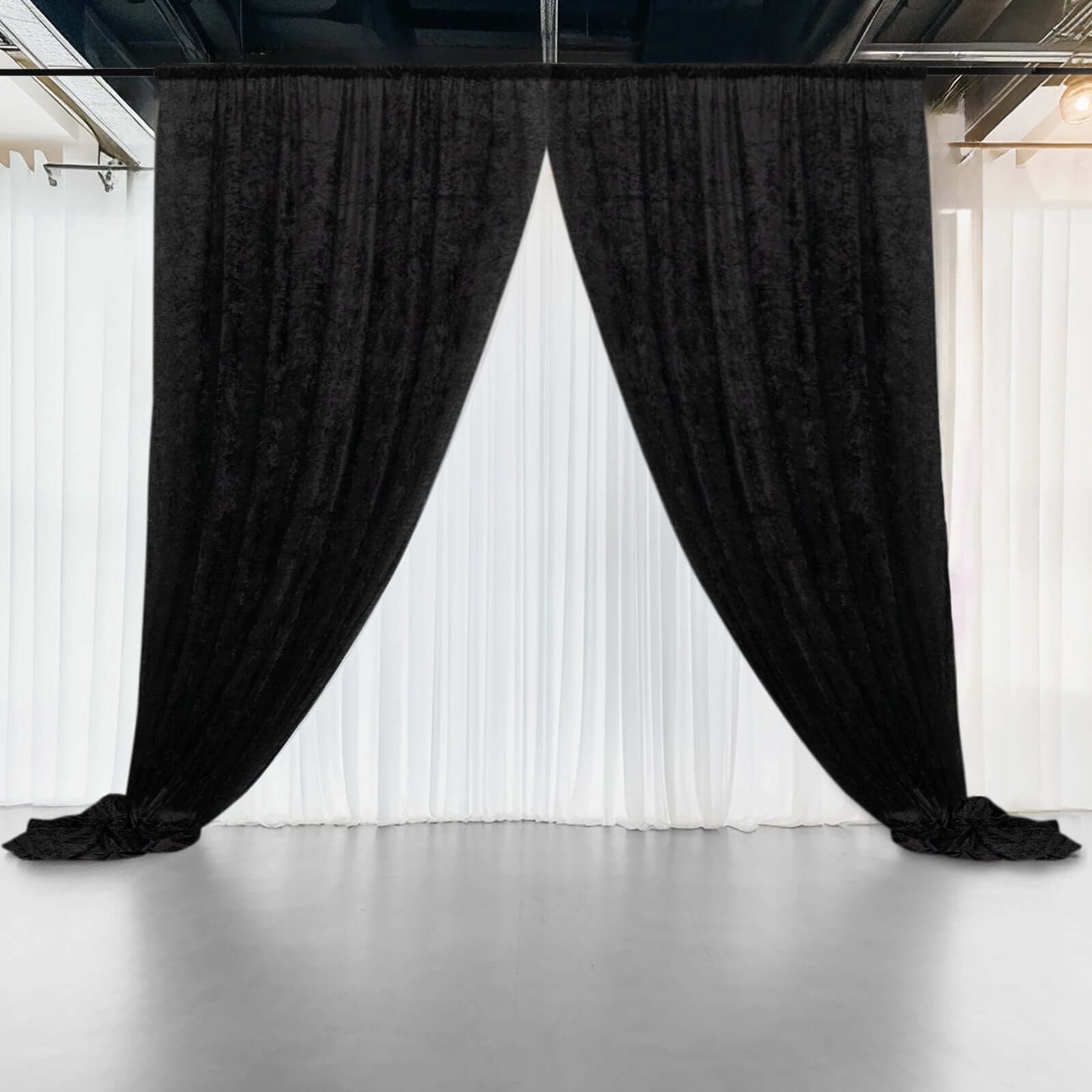 Efavormart Black Premium Smooth Velvet Divider Backdrop Curtain Panel, Privacy Photo Booth Event Drapes with Rod Pocket - 5ftx12ft