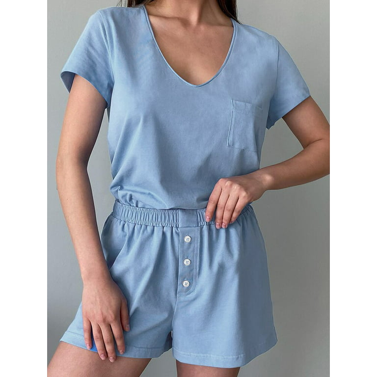 DanceeMangoo Homewear 2 Piece Summer Women Pajamas Sets Silk V-neck Style  Sexy Top and Short Female Sleepwear Night Suit Home Wear Clothes