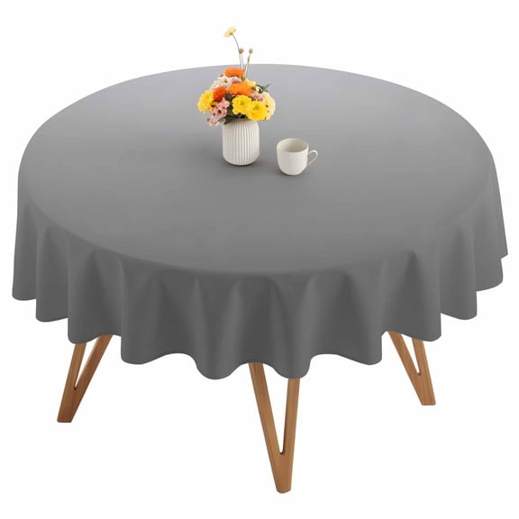 Gradient Grey Round Tablecloth 54 inches Waterproof Oil-Proof Table Cloth Round Table Cover for Holiday Party Picnic Dinner Decor Indoor and Outdoor Use