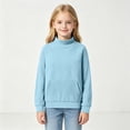 thumbnail image 5 of BLVB Girls Oversized Sweatshirts Solid Color Mock Neck Pullover Tops Long Sleeve Loose Fall Fashion Outfits(Light Blue,9-10 Years), 5 of 7