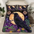 thumbnail image 2 of jejeloiu Bird Animal Raven Bed Sheets,Colorful Flower Daisy King Sheets,Bohemain Sun Moon Sheet Set,Lightweight Room Decor,4-Piece, 2 of 7