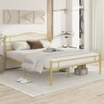 thumbnail image 2 of VECELO Queen Metal Bed Frame with Victorian Style Headboard and Footboard, Modern Heavy Duty Platform Bed Frame with Metal Slats Support, No Box Spring Needed, Gold, 2 of 8