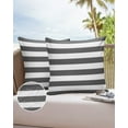 thumbnail image 6 of Pack of 2 Outdoor Pillow Covers, Deep Gray and White Stripe Waterproof Square Throw Pillowcase Cushion Decorative Pillow Covers for Couch Patio Tent, 24x24 in, 6 of 6