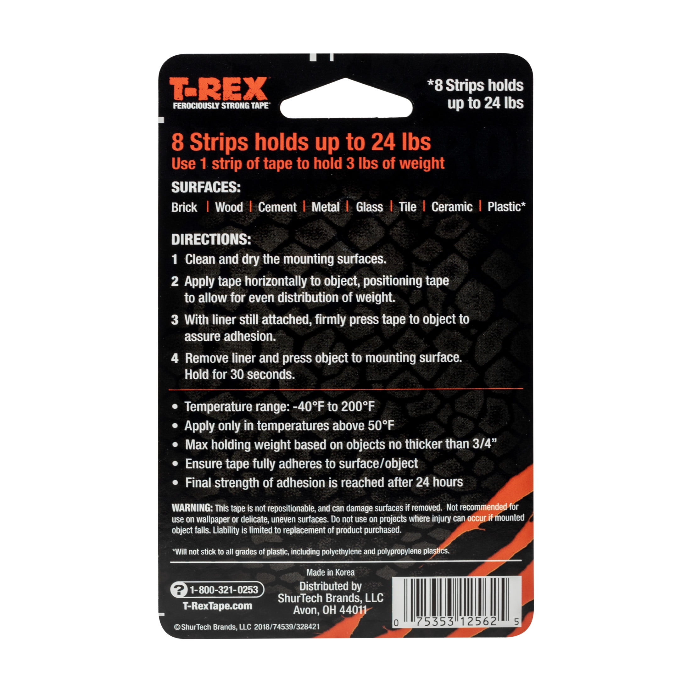 (3 pack) T-REX Extreme Hold Double-Sided Black Mounting Tape, 8 Strips: Each 1 in. x 3 in.